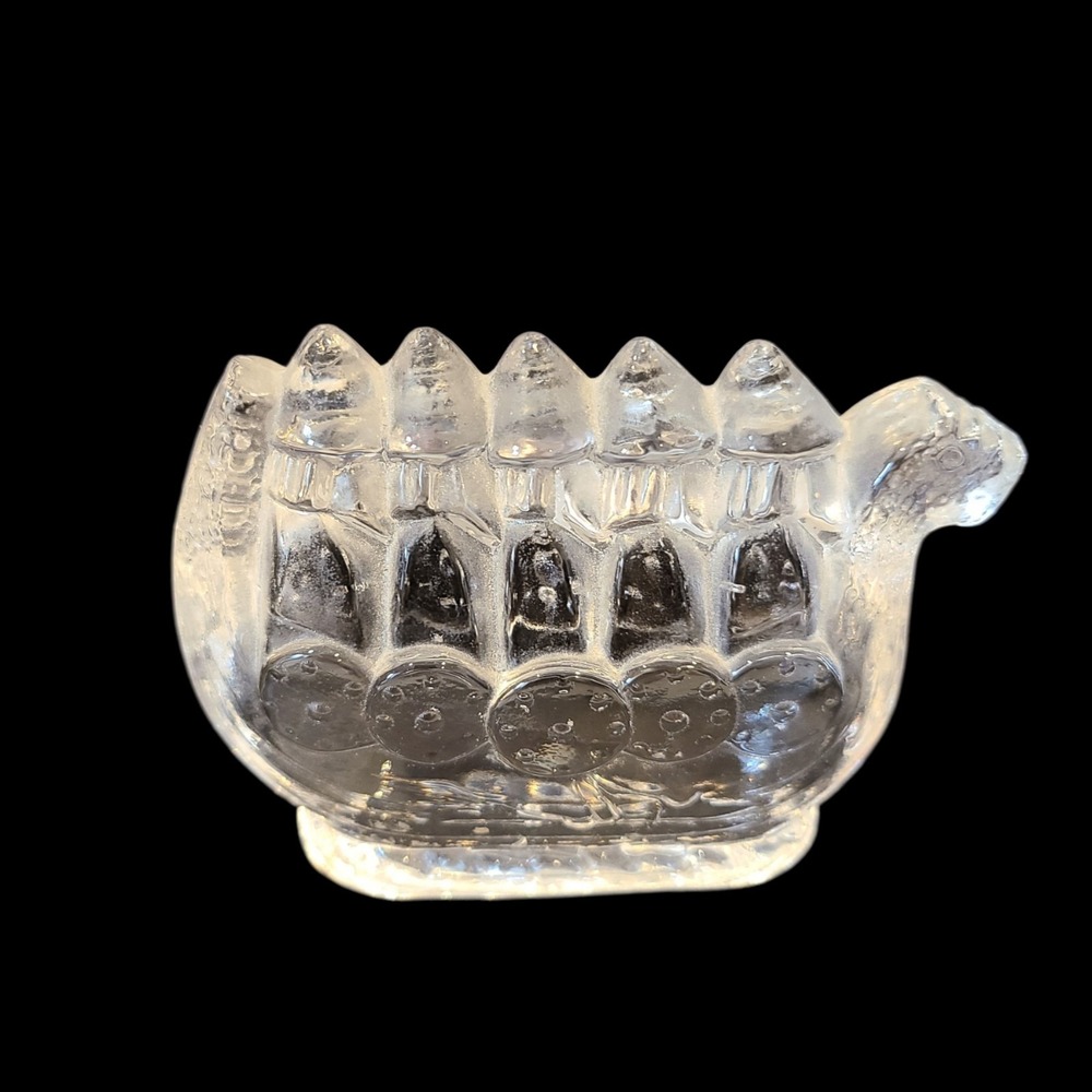 Lindshammar Viking Longboat Boat Ship Clear Glass Figurine Art Glass Paperweight